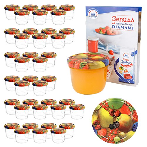 MamboCat 40er 230 ml Sturzglas-Set | Einmachgläser + Twist-Off-Deckel Obst gelbe Birne + GRATIS Rezeptheft | einkochen & konservieren | backofengeeignet von MamboCat