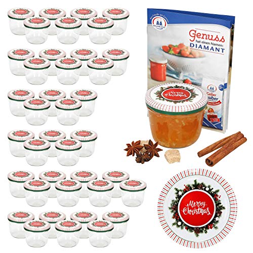 MamboCat 40er Sturzglas-Set 230 ml | Einmachgläser + Twist-Off-Deckel to 82 Weihnachtsedition + GRATIS Rezeptheft | einkochen & konservieren | Vorratsgläser | Merry Christmas von MamboCat