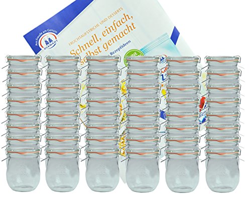 MamboCat 48er Set Weck Gläser 220 ml Tulpengläser mit 48 Glasdeckeln, 48 Einkochringen und 96 Klammern incl. Diamant-Zucker Gelierzauber Rezeptheft I Einweckgläser mit Deckel für Obst Gemüse UVM MamboCat 48er Set Weck Gläser 220 ml Tulpengläser mit 48 Glasdeckeln, 48 Einkochringen und 96 Klammern incl. Diamant-Zucker Gelierzauber Rezeptheft I Einweckgläser mit Deckel für Obst Gemüse UVM von MamboCat
