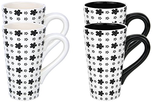 MamboCat 4er Becher Set Keramik Dekor Sternenmosaik schwarz/weiß - Jameson & Tailor 7682 von MamboCat