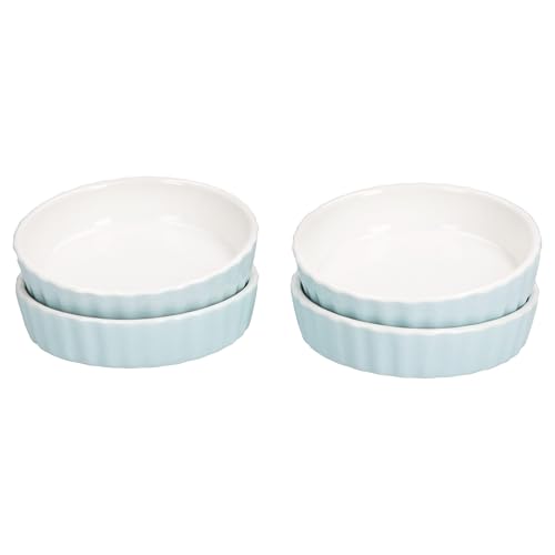 MamboCat 4er Set Schälchen Emilia hellblau I Ø 11,5cm I 140ml I runde Mini-Backform aus Porzellan | Auflaufform für Crème Brûlée, Soufflé, Tiramisu, uvm. von MamboCat