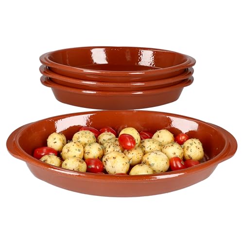 MamboCat 4er Set Ton-Auflaufform Boris oval 1 Liter I 33 x 19 x 4,7 cm I Größe M I Mediterranes Ton-Geschirr I Handarbeit I Mittelalter I Glasierte Ofenform Lasagne von MamboCat