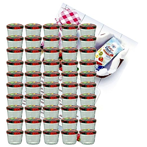 MamboCat 50er 230 ml Sturzglas-Set | Einmachgläser + Twist-Off-Deckel Obst + GRATIS Rezeptheft | einkochen & konservieren | backofengeeignet von MamboCat