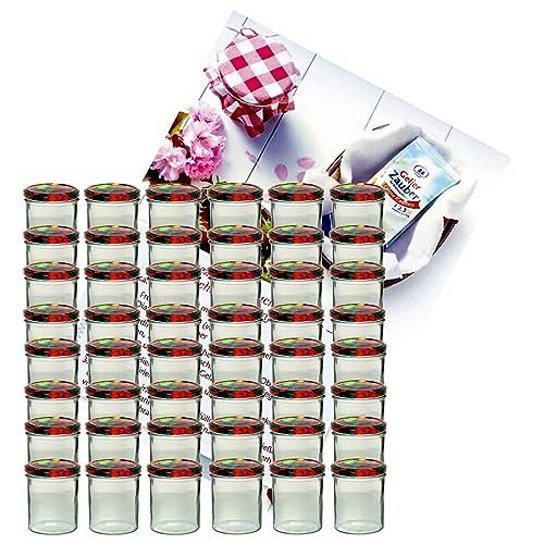 MamboCat 50er 350 ml Sturzglas-Set | Einmachgläser + Twist-Off-Deckel Obst + GRATIS Rezeptheft | einkochen & konservieren | backofengeeignet von MamboCat