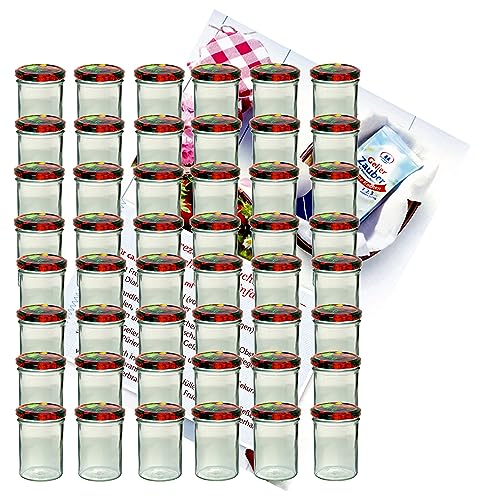 MamboCat 50er 435 ml Sturzglas-Set | Einmachgläser + Twist-Off-Deckel Obst + GRATIS Rezeptheft | einkochen & konservieren | backofengeeignet von MamboCat