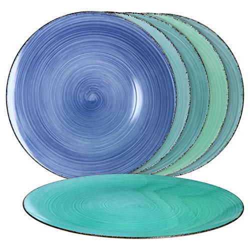 MamboCat Blue 6er Platz-Teller-Set blau I maritime Deko-Teller aus Kunststoff Ø 33 cm I modernes Platzset mit Strudel-Muster I Tischset - pflegeleicht & stapelbar I blaue große Teller 6 Stück von MamboCat