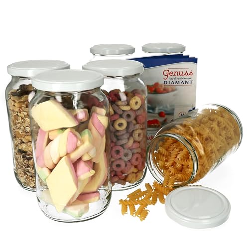 MamboCat 6er Set Einmachglas 1062 ml I Deckel in Weiß I Twist-Off to 82 I Rund- / Einkochgläser I Vorratsglas I + GRATIS Rezeptheft I Glasbehälter zur Aufbewahrung MamboCat 6er Set Einmachglas 1062 ml I Deckel in Weiß I Twist-Off to 82 I Rund- / Einkochgläser I Vorratsglas I + GRATIS Rezeptheft I Glasbehälter zur Aufbewahrung von MamboCat