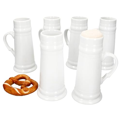 MamboCat 6er Set Fürsten-Krug mit Henkel I 0,5 Liter I weißer konischer Bierkrug aus Keramik für 6 Personen I schlanker glänzender Bierhumpen I Grillparty, Vereinsfeier MamboCat 6er Set Fürsten-Krug mit Henkel I 0,5 Liter I weißer konischer Bierkrug aus Keramik für 6 Personen I schlanker glänzender Bierhumpen I Grillparty, Vereinsfeier von MamboCat