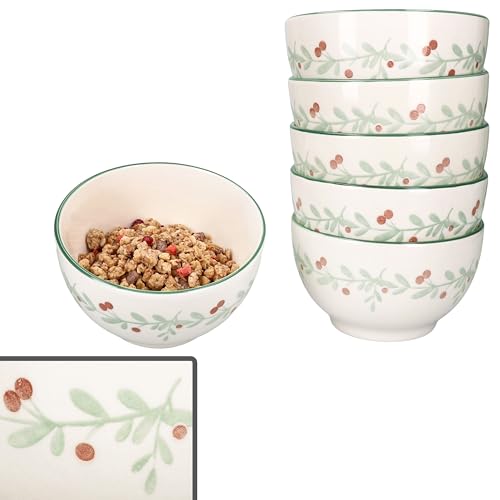 MamboCat 6er Set Holly Müsli-Schale 14,3cm I 550ml I Steingut-Schüssel mit Mistelzweig-Dekor I 6 Personen I für Salat, Kekse & Co. für Weihnachten, Advent & Nikolaus MamboCat 6er Set Holly Müsli-Schale 14,3cm I 550ml I Steingut-Schüssel mit Mistelzweig-Dekor I 6 Personen I für Salat, Kekse & Co. für Weihnachten, Advent & Nikolaus von MamboCat