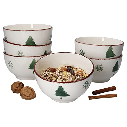 MamboCat 6er Set Müsli-/Gebäckschalen Schneeflocken & Tannenbaum I 550 ml I Weihnachten I für 6 Personen I Plätzchen, Nüsse, Pralinen I Christmas, X-Mas I Festtagsessen I Schüssel von MamboCat