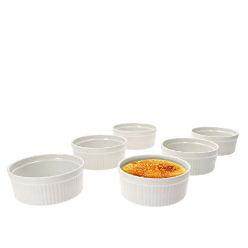 MamboCat 6er Set Muffin Förmchen Bianca weiße Auflaufform 250 ml I Creme Brulee Schälchen Set Porzellan spülmaschinenfest I Souffleeförmchen backofenfest I kleine Dessertschalen Ø 11,5 cm von MamboCat