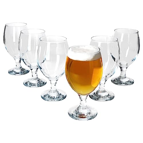 MamboCat 6er Set Pokal-Bierglas 350 ml I 6 Personen I Gläserset, Bierglas mit Fuß I transparentes Pub-Bierglas I Ideal für Pils, helles oder dunkles Bier, Craft Beer & Co I spülmaschinengeeignet von MamboCat