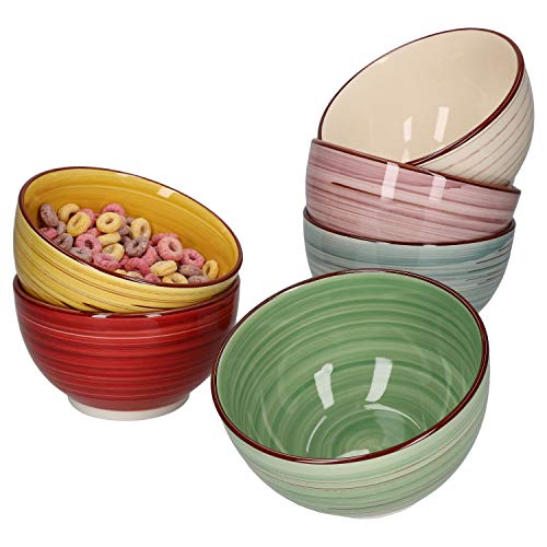 MamboCat 6er Set Schalen Rimini I 600ml I handbemalt I in 6 tollen Farben für Ihr Müsli, Salat, Nüsse, Eis, Chips und andere Knabbereien von MamboCat