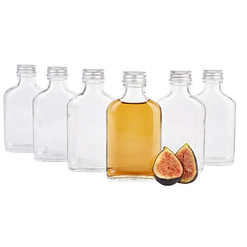 MamboCat 6er Set Taschenflasche 100ml I Flachman Glas mit silbernem Schraubverschluss I Schnapsflaschen Likörflaschen zum Befüllen I Essig-Öl-Fläschchen I 6 Glasflaschen 100ml luftdicht von MamboCat