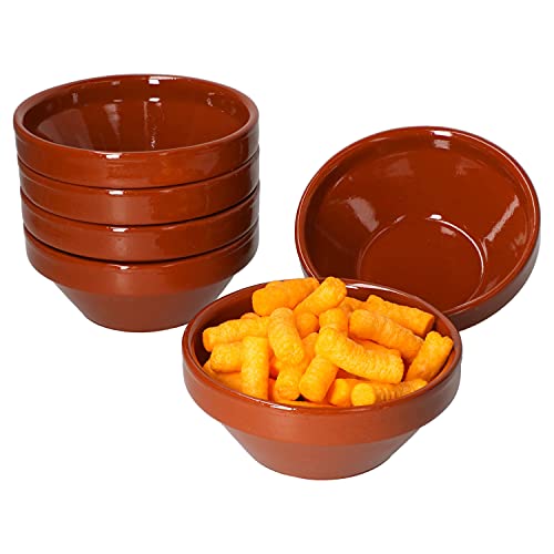 MamboCat 6er Set Ton-Schalen Ø 15,2 cm 350 ml für Dips Tapas Fingerfood I Müsli Schüsseln vintage I Dessert-Schälchen I Frühstücks Bowl I Keramiksalatschüssel glasiert I Mittelalter Geschirr von MamboCat