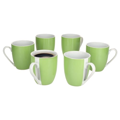 MamboCat 6er Set Variant Grün Kaffeebecher I 350ml, Höhe 10,3cm I farbige Porzellan-Becher mit Henkel für 6 Personen I Bunte Tassen für Heißgetränke wir Tee, Kakao, Latte Macchiato & Co von MamboCat