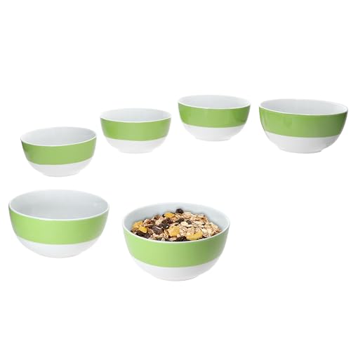 MamboCat 6er Set Variant Grün Schale 14,3cm I 450ml I farbige Porzellan-Schüssel für 6 Personen I Schälchen für Salat, Müsli, Chips & Co. I buntes Geschirr für Frühstück, Mittag & Abendbrot von MamboCat