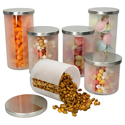 MamboCat 6tlg Set Avar Vorratsdosen rund weiß I Glasdosen mit Metalldeckel I Milchglas mit Sichtfenster I Je 2X 1,3L, 1L & 600ml I nachhaltige Aufbewahrungsbox, Behälter für Müsli, Snacks & Co. von MamboCat