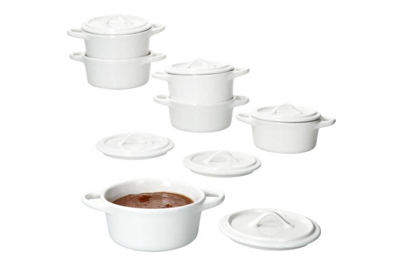 MamboCat Auflaufform MamboCat 6x CREME Mini-Cocotte 100ml Creme-Weiß Back-Form Mini-Topf, Steingut MamboCat Auflaufform MamboCat 6x CREME Mini-Cocotte 100ml Creme-Weiß Back-Form Mini-Topf, Steingut von MamboCat