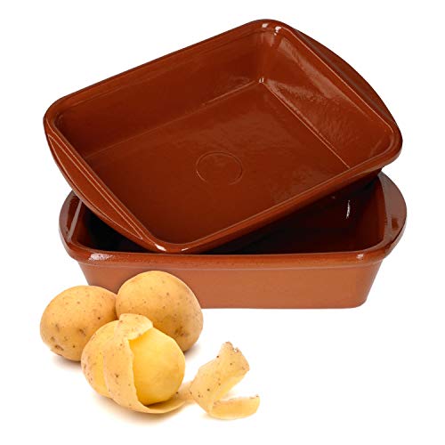 MamboCat Auflaufform Tonware I 2er Set I 4 x 20 x 14,5 cm I 350 ml I Mediterran I Glasiert I Unikat Handarbeit I Antike/Vintage I Mittelalter I Wikinger von MamboCat
