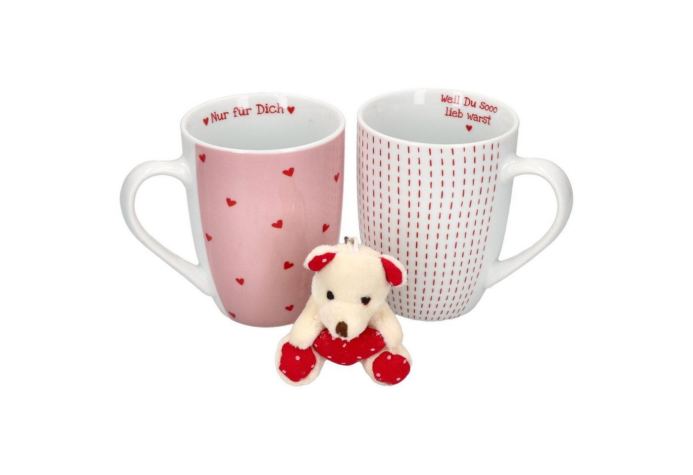 MamboCat Becher 2er Set Nina Kaffeebecher 200ml rosa Valentinstag Geschenk Trinkbecher, Porzellan von MamboCat