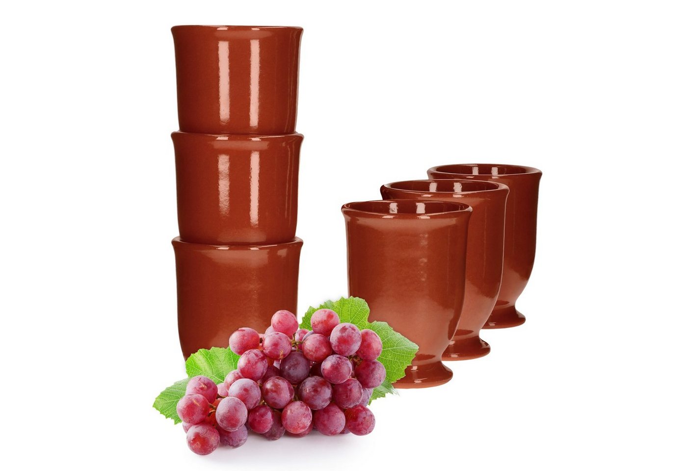 MamboCat Becher 6er Set Lasierte Tonbecher 175ml ideal für Honigwein von MamboCat