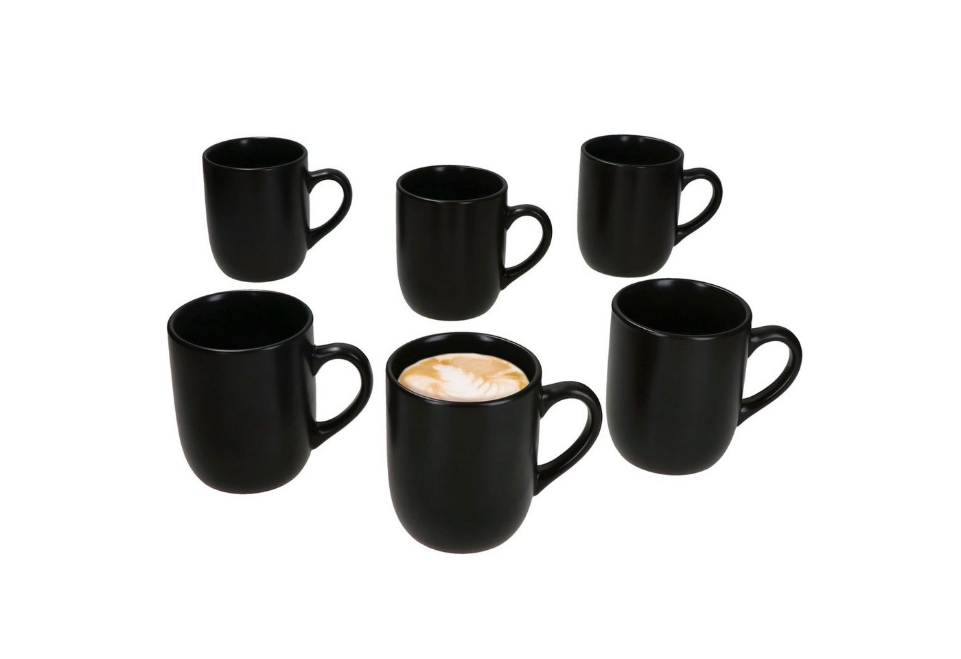 MamboCat Becher 6x Panther Kaffeebecher 340ml H10,3cm schwarz Steingut-Tassen, Steingut von MamboCat