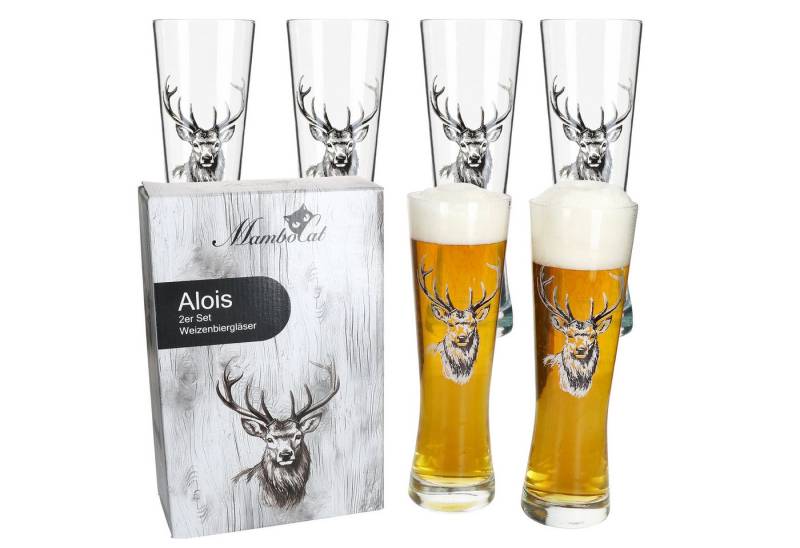 MamboCat Bierglas Alois 6er Set Weizenglas 0,5 L Hirschmotiv Geschenkverpackung, Glas MamboCat Bierglas Alois 6er Set Weizenglas 0,5 L Hirschmotiv Geschenkverpackung, Glas von MamboCat