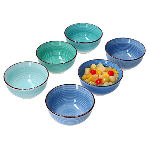 MamboCat Blue Snack-Schälchen Set 6-tlg I Dip-Schälchen Ø 12cm I kleine Bowl 200ml I Steingut-Set in 6 verschiedenen Blau-Tönen I Dessert-Schüssel I Dipp-Schalen spülmaschinengeeignet von MamboCat