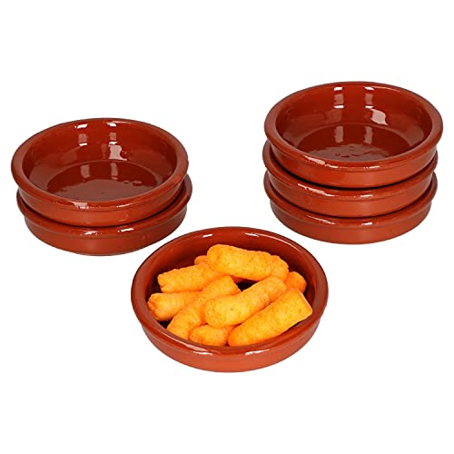 MamboCat Cazuela 6er Set Schalen aus Ton glasiert Ø 10,2cm Größe XS 70ml Gefäß hitzebeständig I Ton-Schälchen für Dips Tapas Fingerfood Dessert & Co I Unikat Handarbeit Vintage I Mittelalter von MamboCat