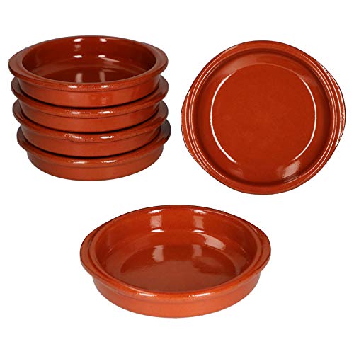 MamboCat Cazuela mit Griff 6er Set Schalen Bernd 100ml Auflaufform rund 12cm aus Ton glasiert Größe S I Ton hitzebeständig für Auflauf Tiramisu Fingerfood I Unikat Handarbeit Vintage I Mittelalter von MamboCat