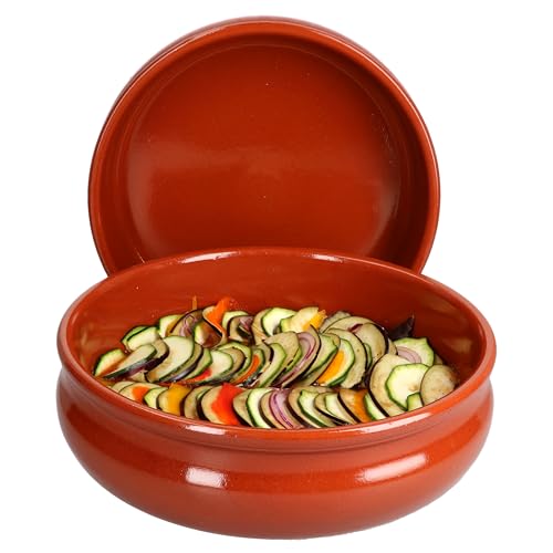 MamboCat Cazuela Schale Berlin bauchig Tonware I 2er Set I Ø 24 cm I Größe XL I Mediterran I Glasiert I Unikat Handarbeit I Antike/Vintage I Mittelalter I Wikinger von MamboCat