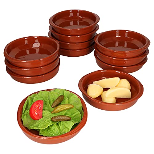 MamboCat Cazuela mit Griff 12er Set Schalen Bernd 300ml Auflaufform rund 16cm aus Ton glasiert Größe M I Ton hitzebeständig für Auflauf Tiramisu Fingerfood I Unikat Handarbeit Vintage I Mittelalter von MamboCat