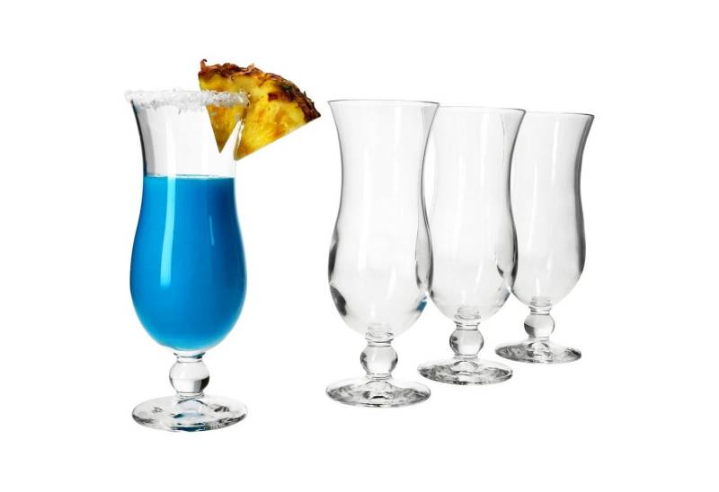 MamboCat Cocktailglas 4x Blue Hawaii Cocktail-Gläser 350ml Longdrink-Glas Hurricane-Kelch, Glas von MamboCat
