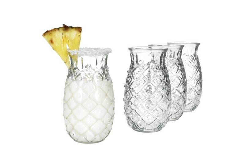 MamboCat Cocktailglas 4x Pina Ananas Gläser 400ml Cocktail-Glas transparent Longdrink Party, Glas von MamboCat