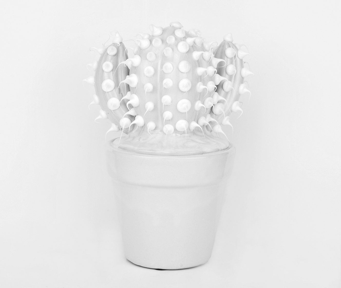 MamboCat Dekofigur Handgefertigter Deko-Kaktus Emma M in Weiß/Grau aus Keramik von MamboCat