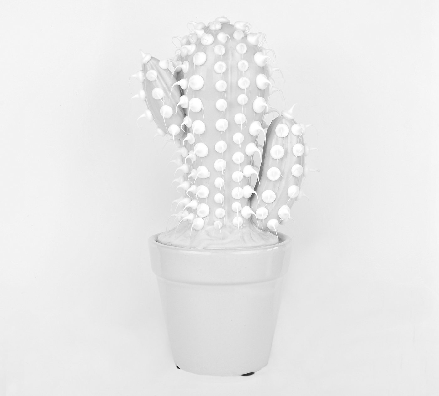 MamboCat Dekofigur Handgefertigter Deko-Kaktus Trent in Weiß/Grau aus Keramik von MamboCat