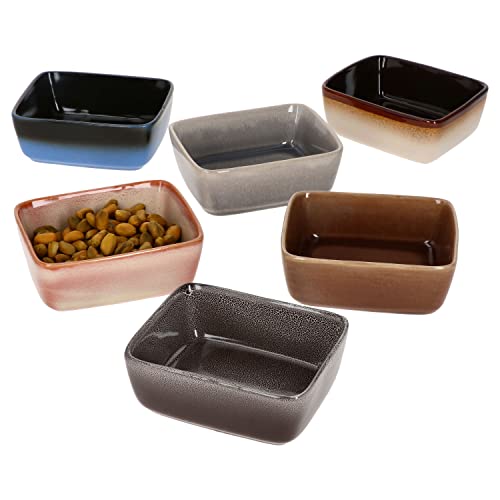 MamboCat Earth 6er Set Snack- & Dip-Schälchen eckig I Kompottschalen bunt I Mini-Bowl Dessertschüsseln Vintage I 10cm Backform Steingut-Geschirr I Deko Mittelalterfest I Fingerfood-Schalen 100 ml von MamboCat