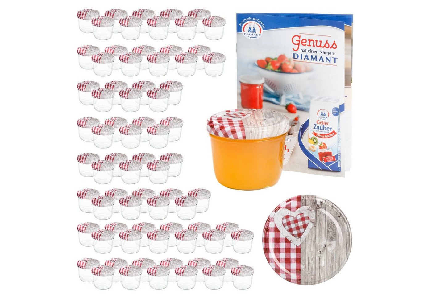 MamboCat Einmachglas 100er Set Sturzglas 230 ml To 82 Holz Herz rot Deckel incl. Rezeptheft, Glas MamboCat Einmachglas 100er Set Sturzglas 230 ml To 82 Holz Herz rot Deckel incl. Rezeptheft, Glas von MamboCat