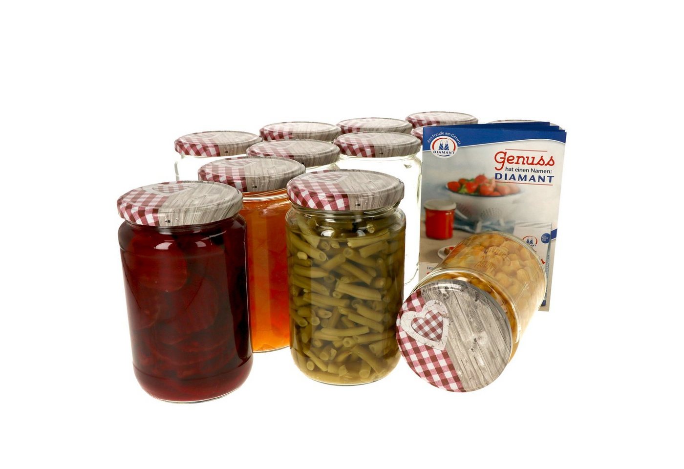 MamboCat Einmachglas 12er Set Rundglas 720 ml To 82 Holz Herz rot Deckel incl. Rezeptheft, Glas MamboCat Einmachglas 12er Set Rundglas 720 ml To 82 Holz Herz rot Deckel incl. Rezeptheft, Glas von MamboCat