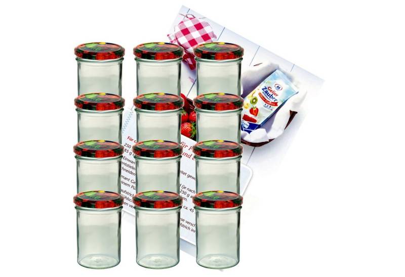 MamboCat Einmachglas 12er Set Sturzglas 435 ml To 82 Obst Deckel Einmachgläser Gläser, Glas von MamboCat
