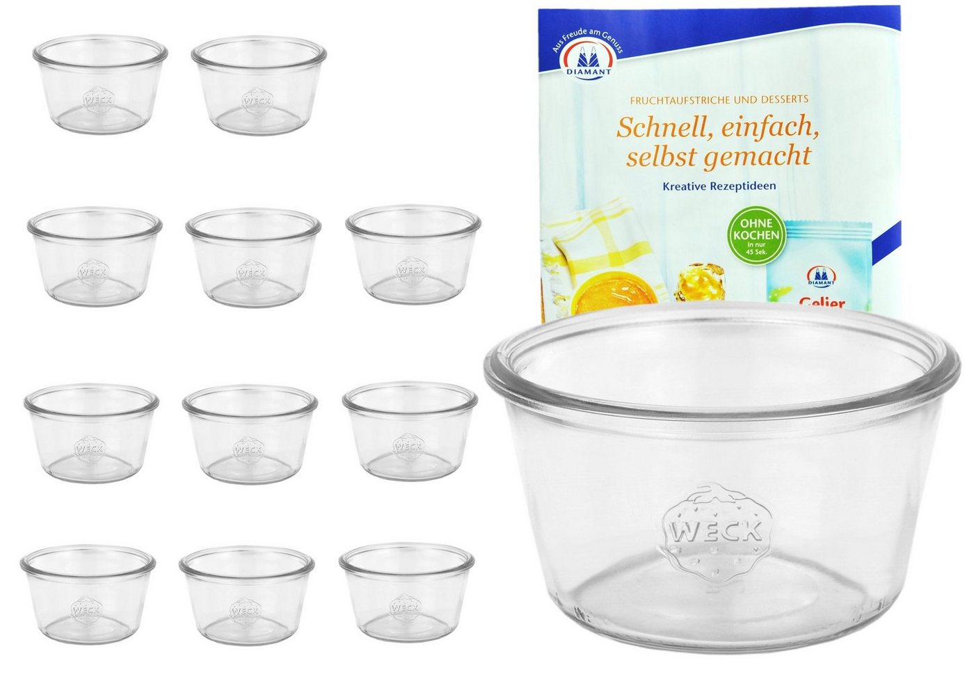 MamboCat Einmachglas 12er Set Weck Gläser 370ml Sturzgläser inkl. Gelierzauber Rezeptheft, Glas MamboCat Einmachglas 12er Set Weck Gläser 370ml Sturzgläser inkl. Gelierzauber Rezeptheft, Glas von MamboCat