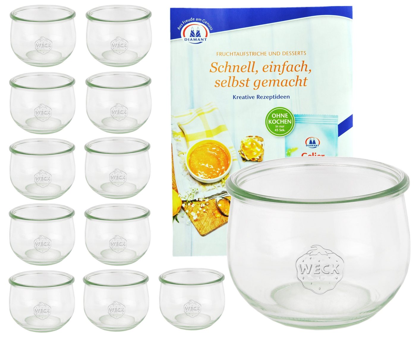 MamboCat Einmachglas 12er Set Weck Gläser 580ml Tulpengläser 1/2L + Gelierzauber Rezeptheft, Glas MamboCat Einmachglas 12er Set Weck Gläser 580ml Tulpengläser 1/2L + Gelierzauber Rezeptheft, Glas von MamboCat