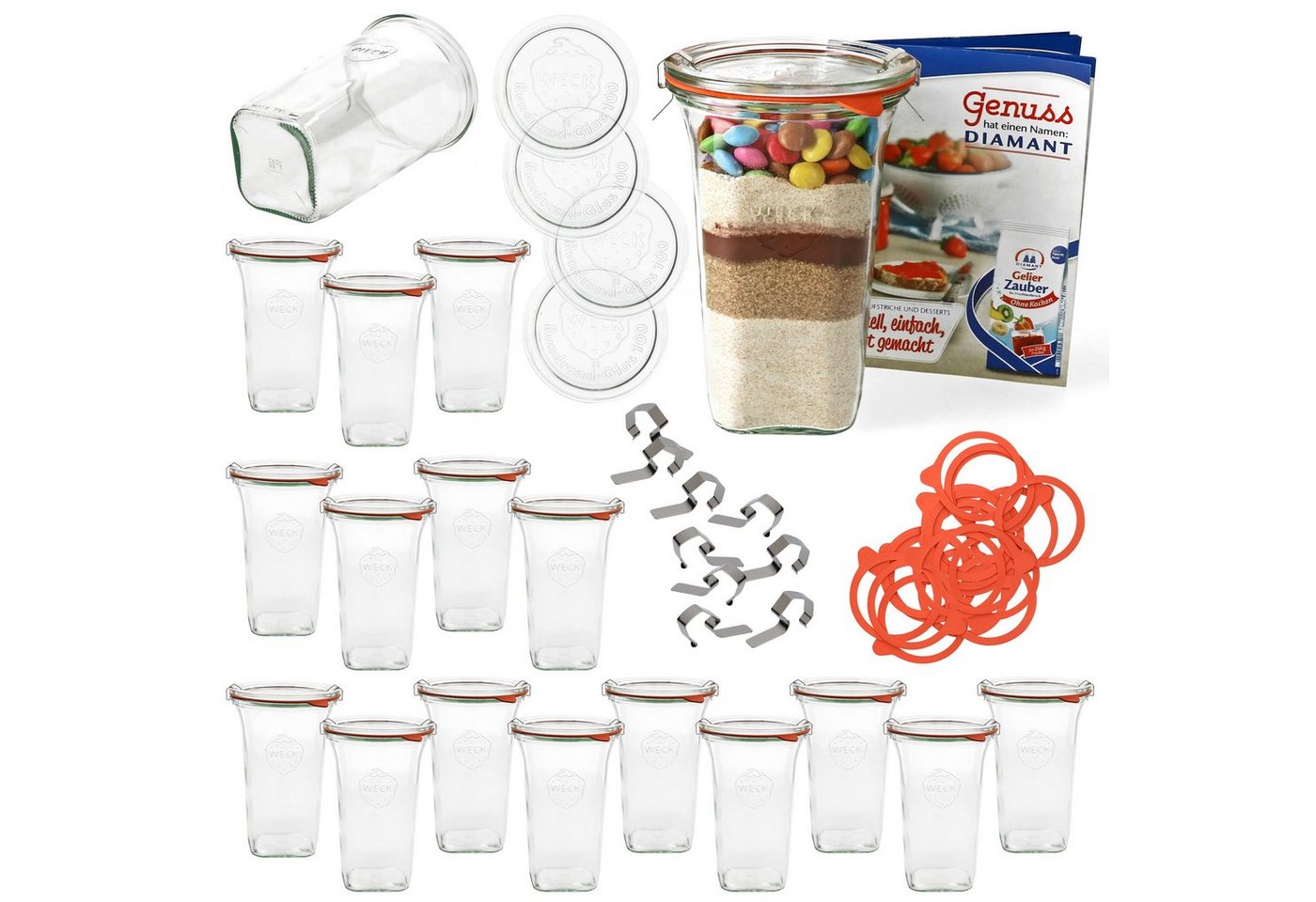 MamboCat Einmachglas 18er Set Weck Quentin 795 ml + Glasdeckeldeckel Einkochringe Klammer, Glas MamboCat Einmachglas 18er Set Weck Quentin 795 ml + Glasdeckeldeckel Einkochringe Klammer, Glas von MamboCat