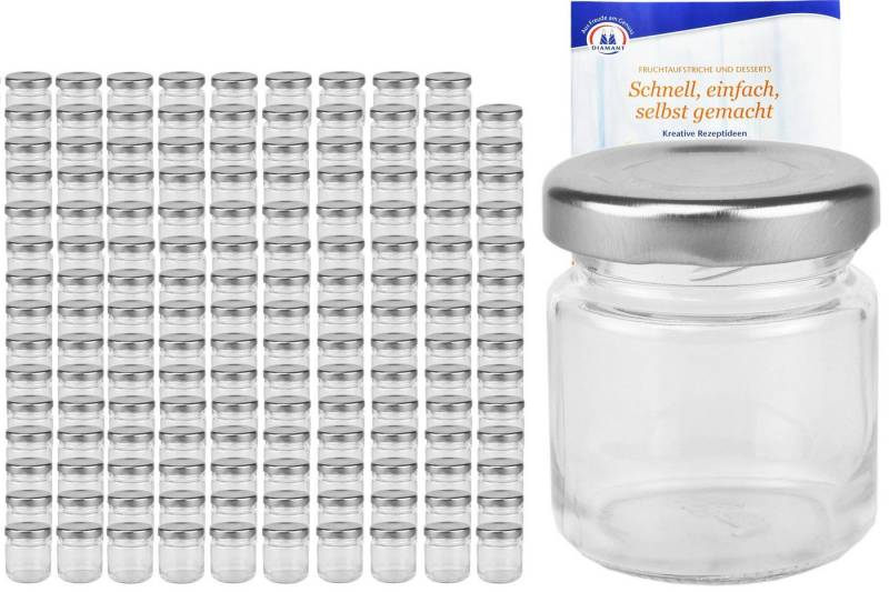 MamboCat Einmachglas 200er Set Sturzglas 53 ml To 43 silberner Deckel incl. Rezeptheft, Glas von MamboCat
