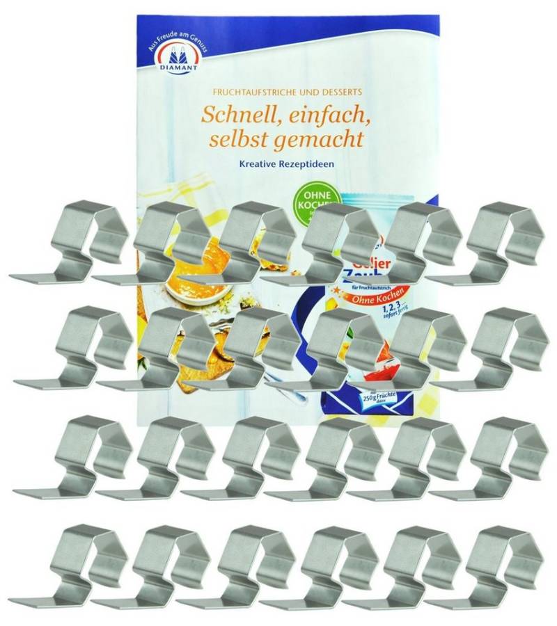 MamboCat Einmachglas 24 Weck Klammern incl. Gelierzauber Rezeptheft von Diamantzucker, Metall von MamboCat