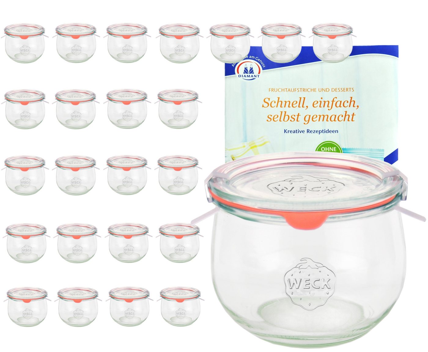 MamboCat Einmachglas 24er Set Weck Gläser 580ml Tulpengläser Deckel Einkochringe Klammer, Glas MamboCat Einmachglas 24er Set Weck Gläser 580ml Tulpengläser Deckel Einkochringe Klammer, Glas von MamboCat