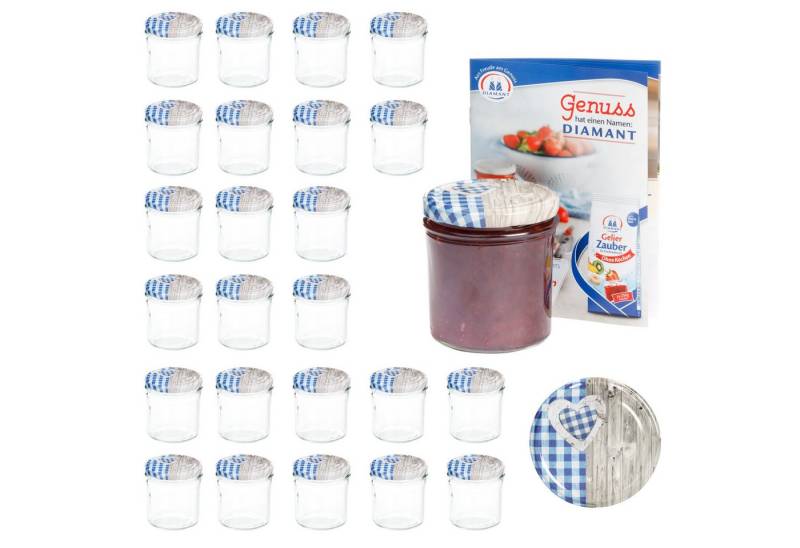 MamboCat Einmachglas 25 Sturzgläser 350 ml Deckel Herz Holz blaukariert Einmachglas, Glas MamboCat Einmachglas 25 Sturzgläser 350 ml Deckel Herz Holz blaukariert Einmachglas, Glas von MamboCat
