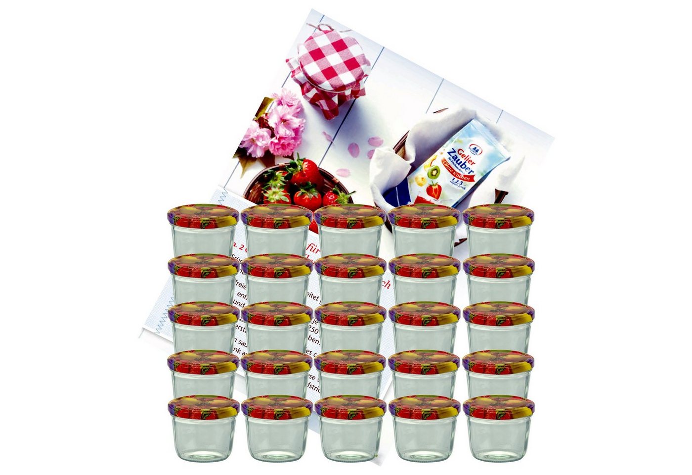 MamboCat Einmachglas 25er Set Sturzglas 230 ml Marmeladenglas To 82 Obst gelbe Birne Deckel, Glas von MamboCat