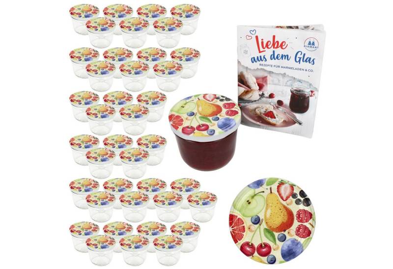 MamboCat Einmachglas 40er Set Sturzglas 230ml Einmachglas TO82 Comic-Obst Deckel, Glas von MamboCat